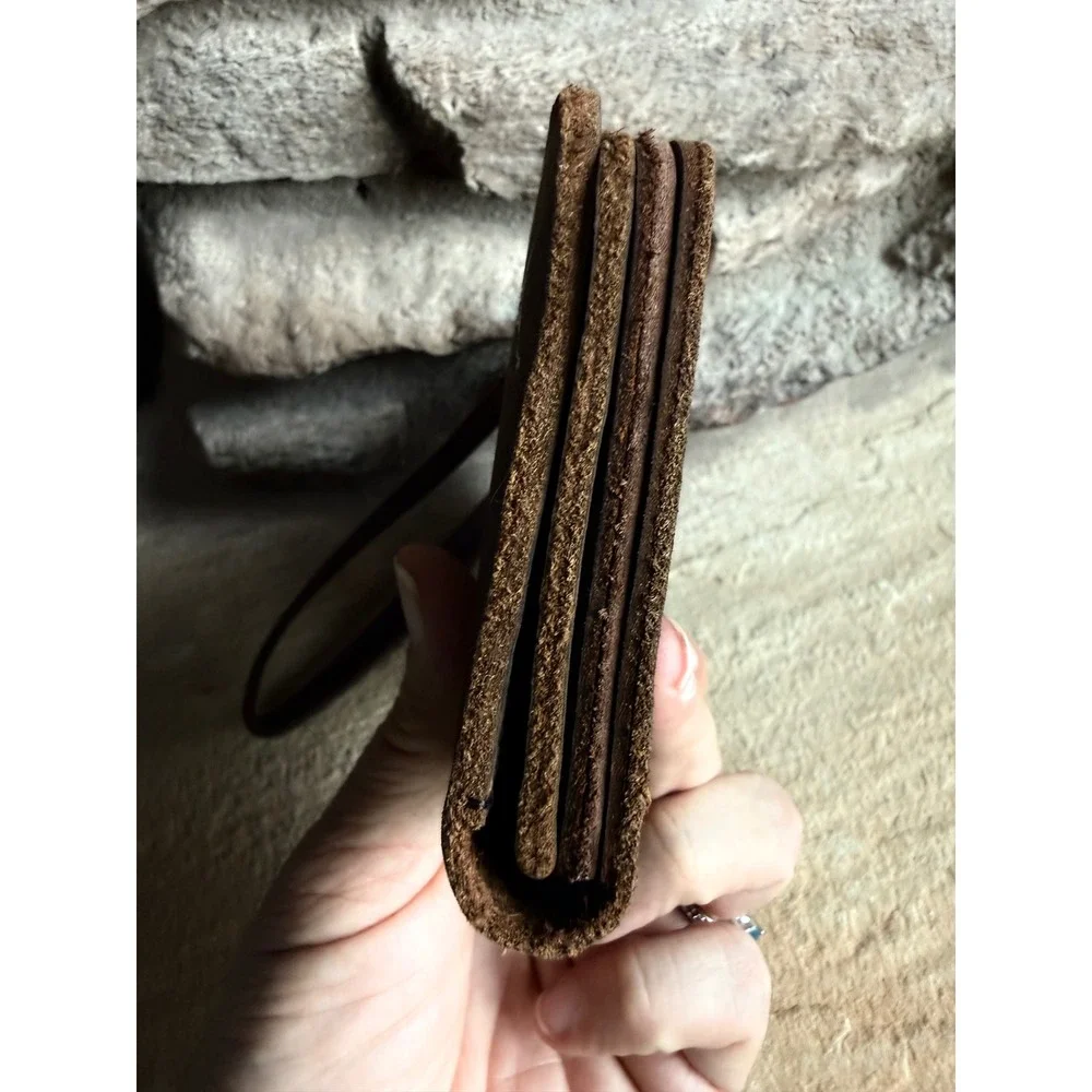 Glove Leather Baseball Wristlet‎ Wallet Brown 